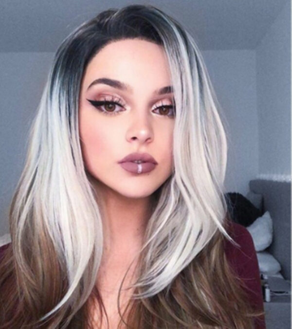 Three-color Gradient Mid-section Women's Wig Set - Image 4